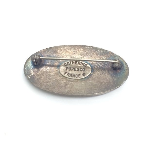 3/$30 VINTAGE 80S CATHERINE POPESCO FRANCE BROOCH BLACK ENAMEL RHINESTONES - Picture 11 of 12